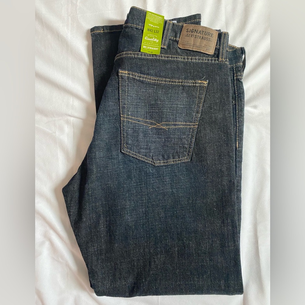 Signature by Levi Strauss Men's Dark Blue Jeans